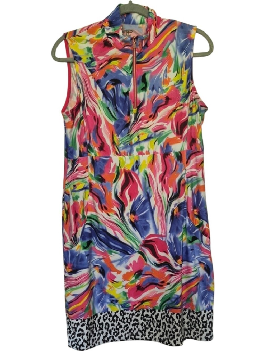 EP New York Size Medium Colorful Abstract Print Athletic Dress Pockets Stretchy